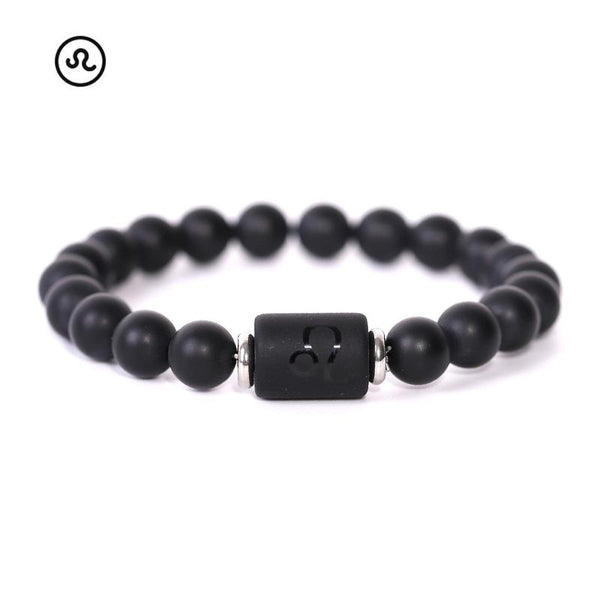 Stainless Steel & Obsidian  Zodiac/Astrological Sign Bracelet