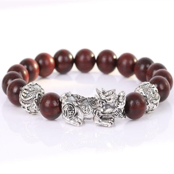 Natural  Rosewood bead & Pixiu & OM HEALING Bracelet