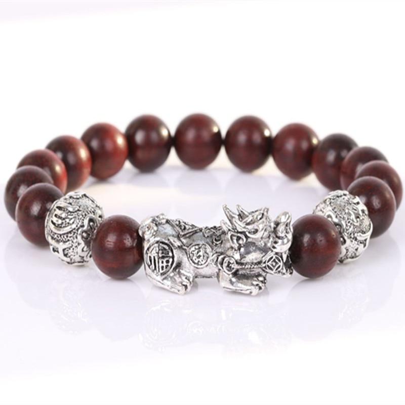 Natural Rosewood bead & Pixiu & OM HEALING Bracelet zenheavens