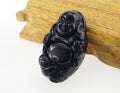 Carved Obsidian Maitreya Buddha Pendant Necklace