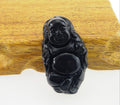 Carved Obsidian Maitreya Buddha Pendant Necklace