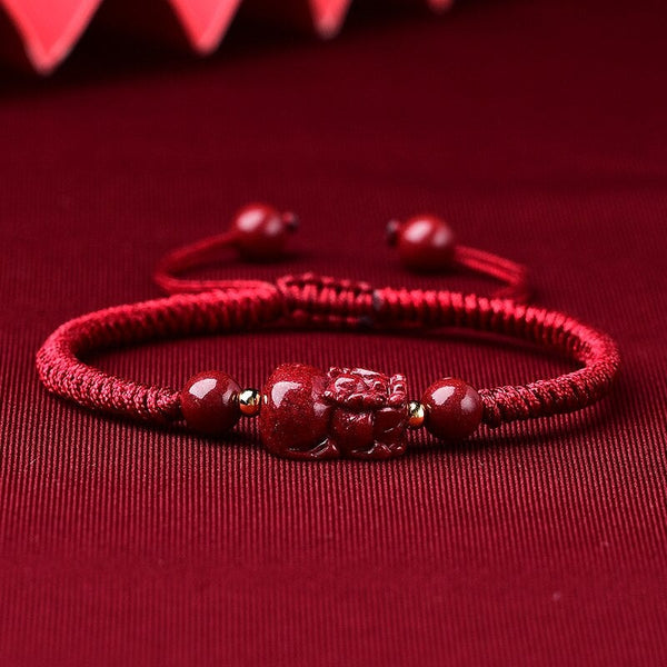 Purple Cinnabar Pixiu WEALTH Rope Bracelet