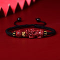 Purple Cinnabar FENG SHUI Pixiu & Ancient Coin Charm Rope Bracelet