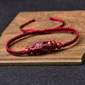 Hand Carved Purple Cinnabar FENG SHUI PIXIU Wealth Attracting Bracelet- 2 Styles