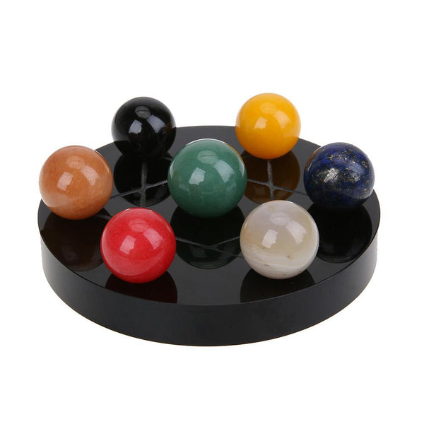 Natural Healing 7 Chakra Stones on Seven-Star Obsidian Matrix