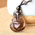Natural Ice Obsidian FOX ,' BENEVOLENCE' Necklace