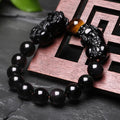 DOUBLE ATTRACTION Pixiu & Natural Obsidian with Tiger eye Bead Bracelet