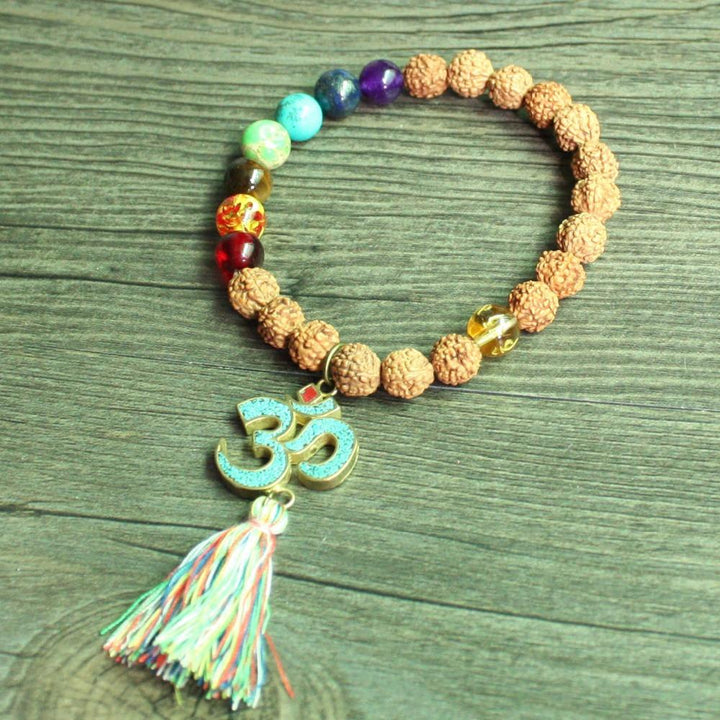 Rudraksha chakra om charm bracelet