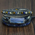 Natural BLUE TOPAZ  & Labradorite /Stone  Leather Wrap HONESTY Bracelet