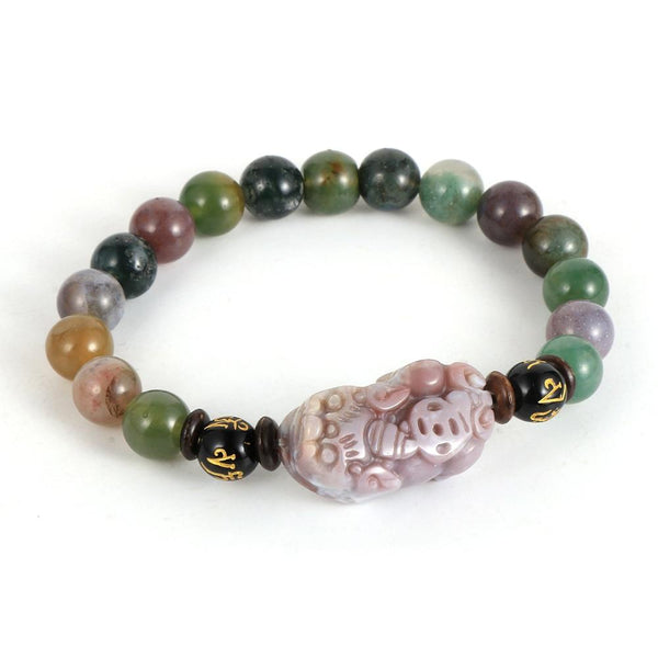 Natural Indian Agate Stone PIXIU Feng Shui Bracelet