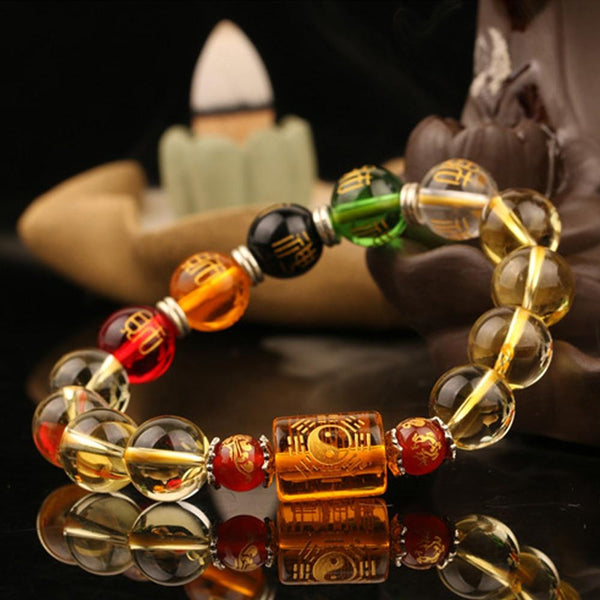 Natural Citrine & the 5 Elements GOD of WEALTH Bracelet