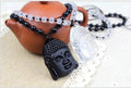 2pc/set -Natural Obsidian & Natural Quartz Crystal Buddha Sakyamuni Pendants