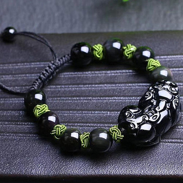 Natural Rainbow Eye Obsidian Pixiu HOPE & PROTECTION Bracelet