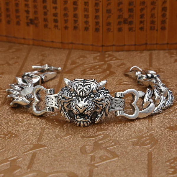 Ethnic Thai Silver Men's 'Royal Bengal' Tiger Bracelet