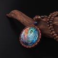 Ethnic Nepalese Peacock Feather Design & Sandalwood Necklace