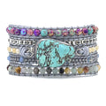 Natural Stone & Turquoise PROTECTION AMULET Wrap Bracelet