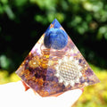 #153 - Handmade Amethyst & Lapis Lazuli  'Flower of Life 'DEFLECT NEGATIVITY' ORGONITE Pyramid