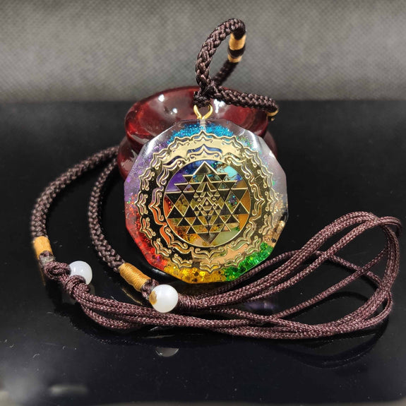 Orgonite Sri Yantra Sacred Geometry Chakra Energy Necklace – RING OF GOD