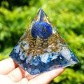 #116-Handmade Lapis Lazuli & Blue Chalcedony Crystal Sphere 'UBER MEMORY ' ORGONITE Pyramid