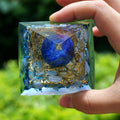 #116-Handmade Lapis Lazuli & Blue Chalcedony Crystal Sphere 'UBER MEMORY ' ORGONITE Pyramid