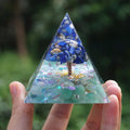 #233-Handmade Lapis Lazuli & Green Aventurine TREE of LIFE ‘BALANCE YOUR CHAKRAS ORGONITE Pyramid
