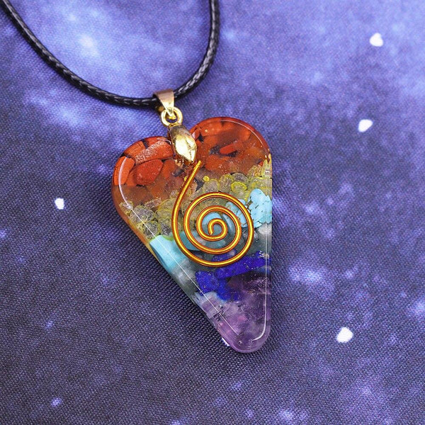 7 Chakra Heart Shaped 'HARMONY' ORGONITE Pendant