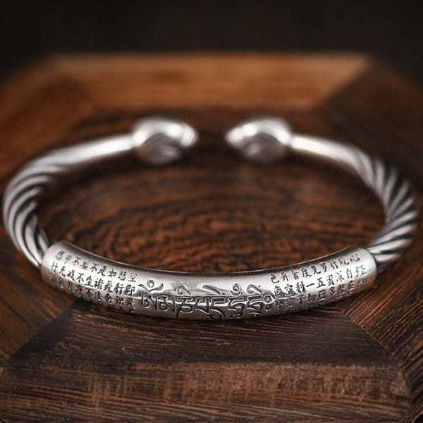 Ethnic Thai Silver 'Jewel in the Lotus' Corkscrew Bangle