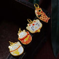 THAI SILVER Adorable Chinese Style Porcelain Pendants + Chain