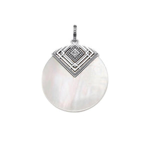 Silver & Zirconia Ethnic African Shell Pendant Necklace