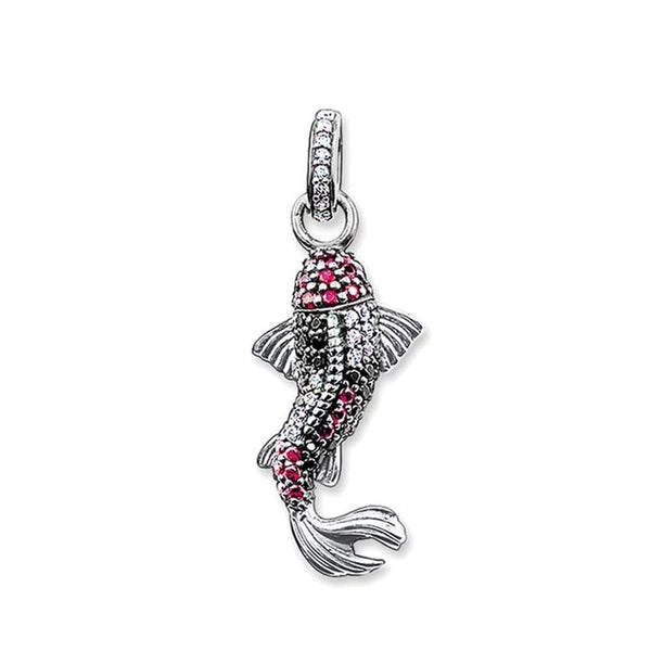 Silver & Zirconia HARIWAKE Koi Pendant Necklace