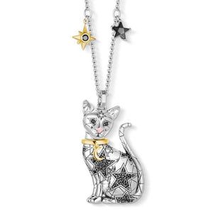 Silver & Zirconia Magic Cat Salem Pendant Necklace