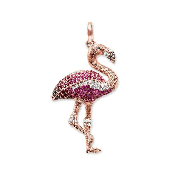 Silver & Zirconia Journey to Paradise Flamingo Pendant Necklace