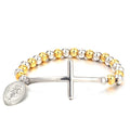 Stainless Steel Beaded Cross Bracelet with a Virgin Mary Tag