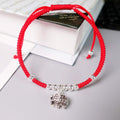 Sterling Silver  JOYFUL & LOYAL  ELEPHANT &  Red Rope  Bracelet