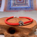 Sterling Silver OM Symbol- SONG of the UNIVERSE Red Rope Bracelet