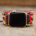 Natural Red Emperor Stone & Turquoise 3 Layer Apple Watch Band