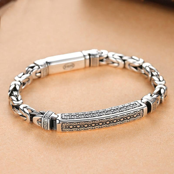 Ethnic Thai Silver Men's Retro Bracelet