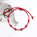 7 Knots for LUCK & EVIL EYE PROTECTION Cotton Red Thread  2pc Bracelet/ Anklet Set