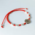 Sterling Silver Lucky Red Rope DOUBLE HAPPINESS Charm Bracelet