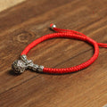 Sterling Silver TIBETAN WIND BELL Red Rope Bracelet