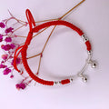 925 Sterling Silver PEACE Bells Lucky Red Rope Bracelet