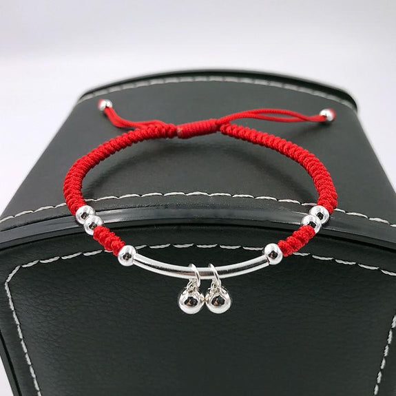 Sterling Silver Simple Red Rope Bracelet