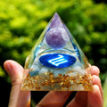 #129 - Handmade Amethyst & Aquamarine 'BRING PEACE' SCORPIO Zodiac ORGONITE Pyramid