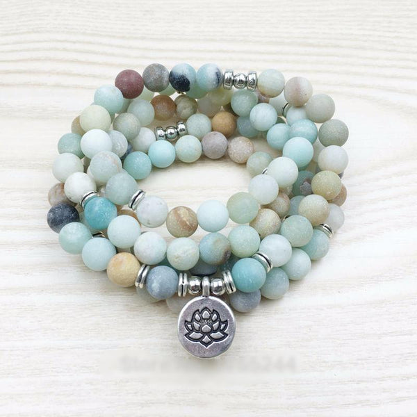 Beautiful Matte Amazonite 108 Bead HEALING Mala Bracelet/Necklace