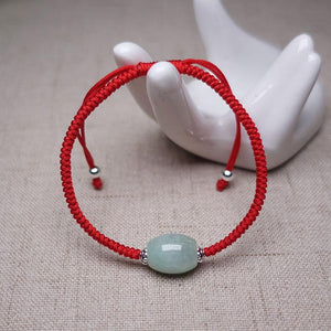 Sterling Silver &  AAA Burmese Jadeite  SOOTHING Red Rope Bracelet