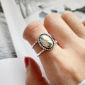925 Sterling Silver Oval 'MIRROR MIRROR' Adjustable Sizing Ring