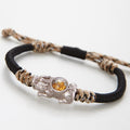 PURE Silver PIXIU with Feng Shui SUCCESS WHEEL Rope Bracelet-.NEW IN!