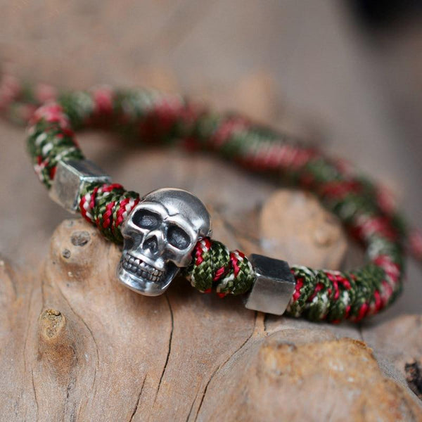 Hand Braided PURE 999 SILVER SKULL Rope bracelet