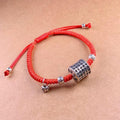 Tibetan Buddhism Sterling Silver HEART SUTRA Lucky Red Rope Bracelet
