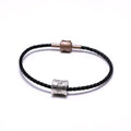 Tibetan Ethnic Braided Leather Bracelet with Pure Silver  Om Mani Padme Hum Charm